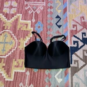 Black  Bustier Top 32C Satin Push-Up Bustier